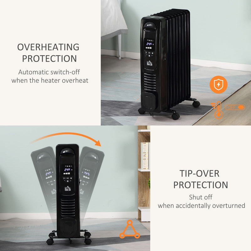 Oil Filled Radiator, LED Display, 3 Settings, Remote, 2180W