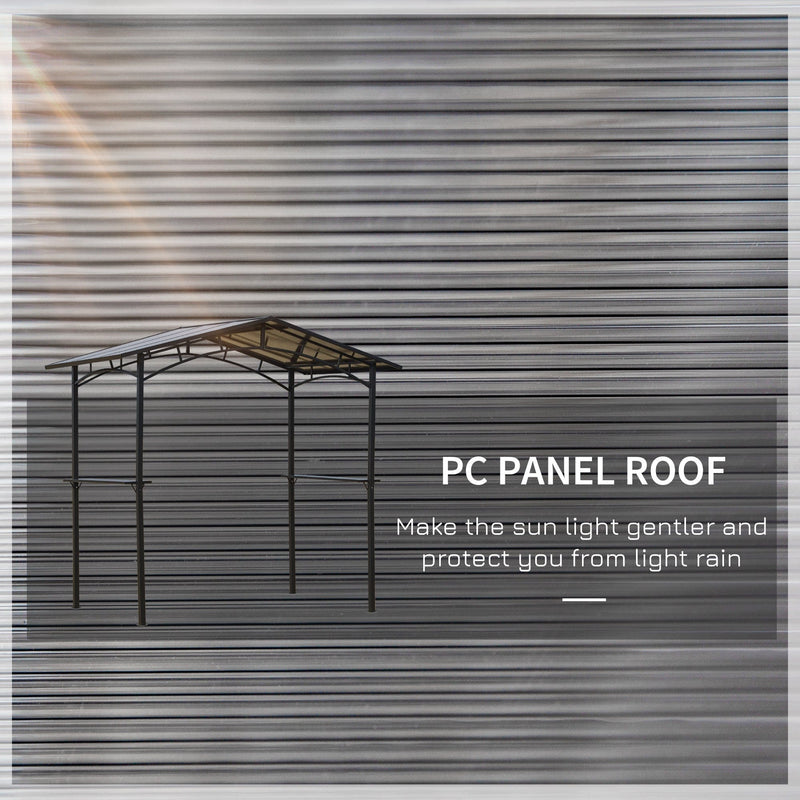 Metal Frame BBQ Gazebo, Hard Roof, 8ft x 5ft