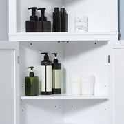 kleankin Triangle Bathroom Cabinet, Corner Bathroom Storage Unit with Cupboard and 3-Tier Shelves, Free Standing, White Kleankin