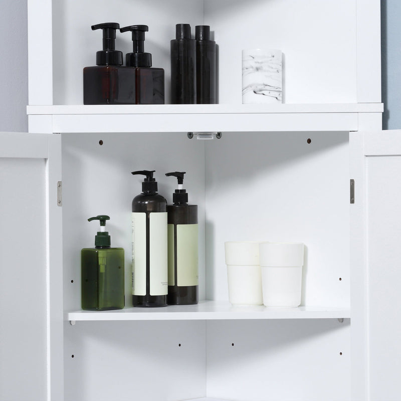 kleankin Triangle Bathroom Cabinet, Corner Bathroom Storage Unit with Cupboard and 3-Tier Shelves, Free Standing, White Kleankin