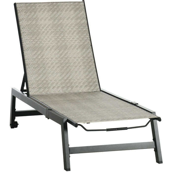 PE Rattan Sun Lounger, 5-Position, Black