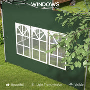 Outsunny Gazebo Side Panels, Sides Replacement with Window for 3x3(m) or 3x4m Pop Up Gazebo, 2 Pack, Green Outsunny