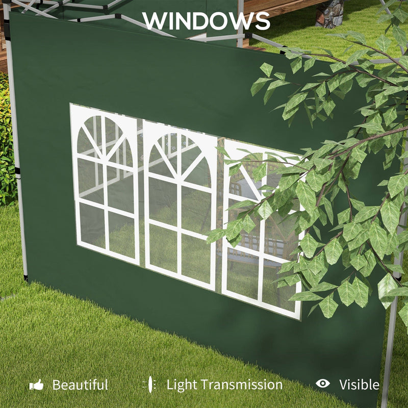 Outsunny Gazebo Side Panels, Sides Replacement with Window for 3x3(m) or 3x4m Pop Up Gazebo, 2 Pack, Green Outsunny