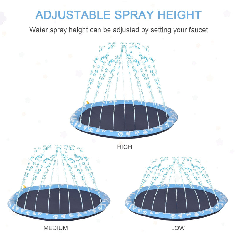 170cm Dog Sprinkler Splash Pad, Non-slip, Blue