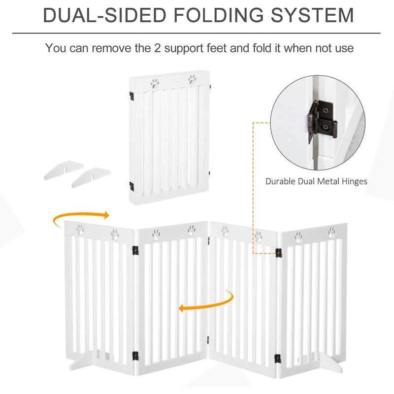 Freestanding Wooden Pet Gate, 204L x 30W x 75H cm, White