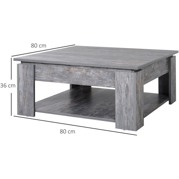 2-Tier Wooden Coffee Table Storage Shelf - Grey