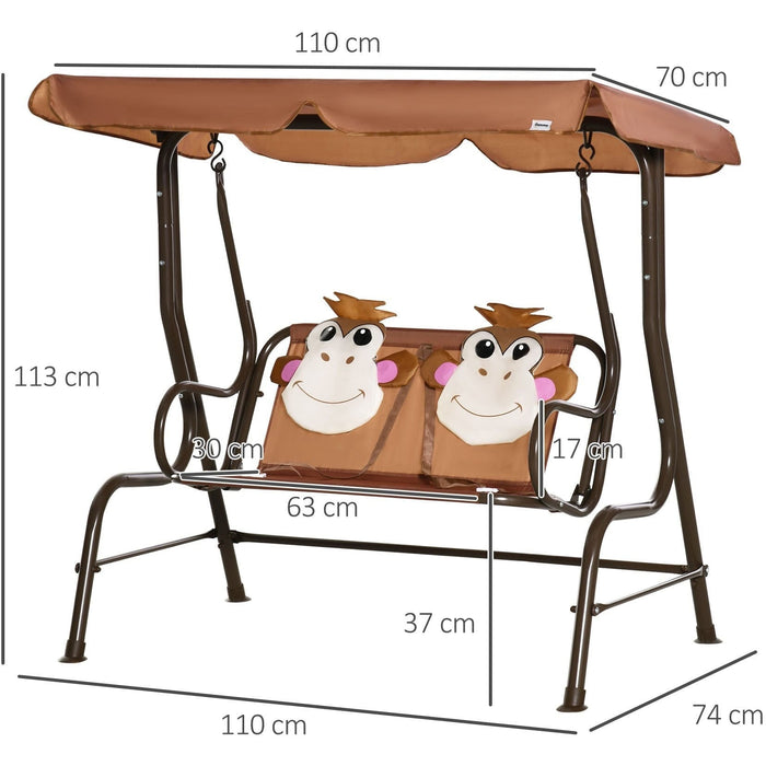 2 Seat Kids Canopy Swing Chair