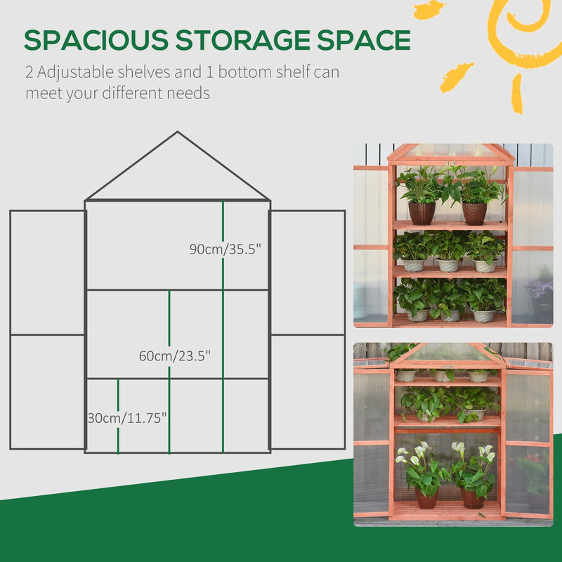 Greenhouse Cold Frame, Shelves, Double Doors, 80x47x138cm