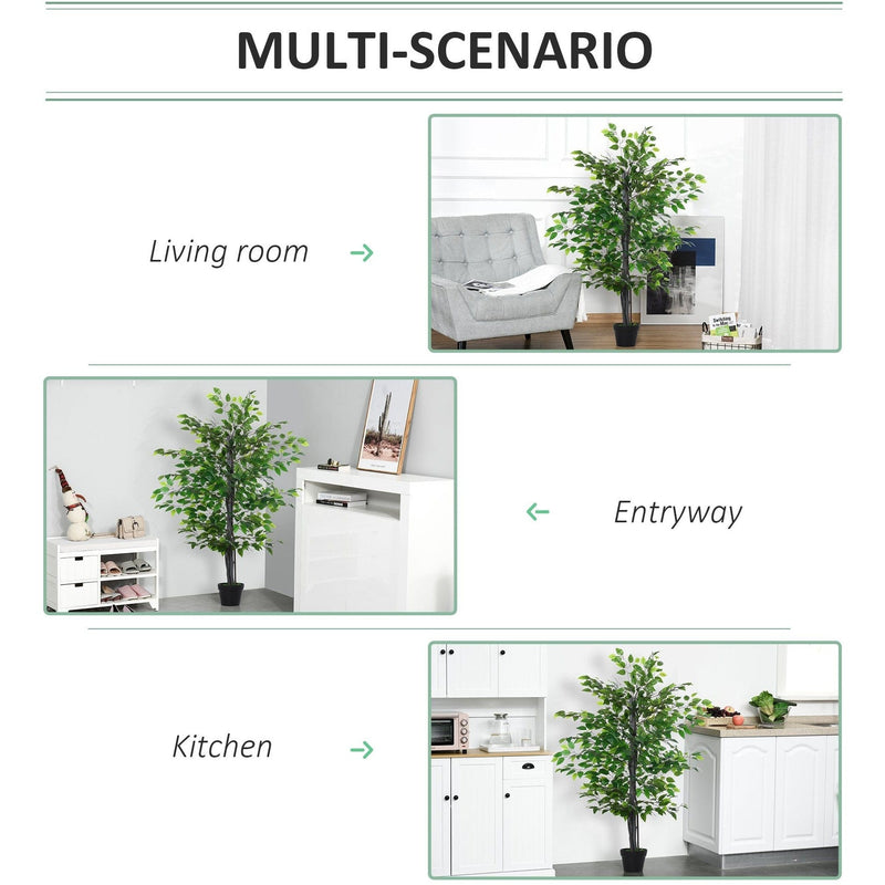 145cm Artificial Banyan Plant, Cement Pot, Indoor/Outdoor