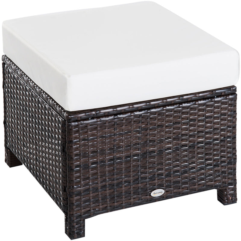 Patio Furniture Footstool With Cushion for Outdoor, 50cm