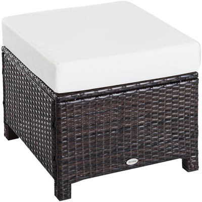 Patio Furniture Footstool With Cushion for Outdoor, 50cm Outsunny