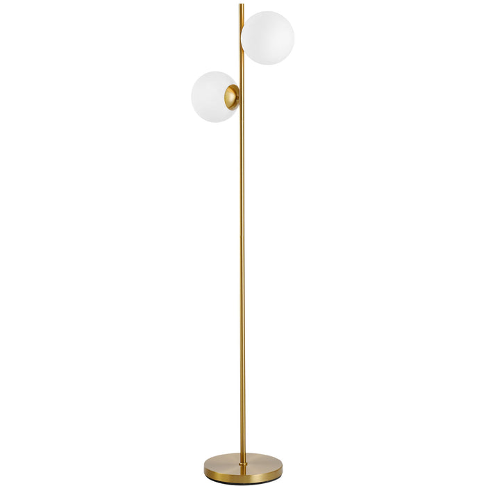 Gold 2-Shade Floor Lamp with Floor Switch