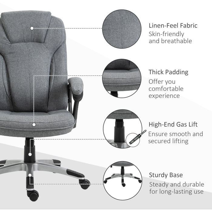 Grey Linen Fabric Office Chair