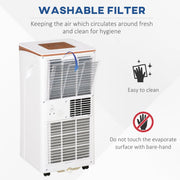HOMCOM 7000 BTU 4-In-1 Compact Portable Mobile Air Conditioner Unit Cooling Dehumidifying Ventilating w/ Fan Remote LED Display 24 Hr Auto Shut-Down Homcom