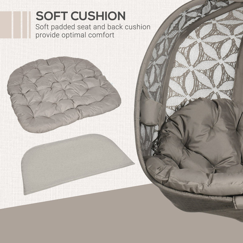 Double Swinging Egg Chair With Stand, Cushions - Sand Brown Outsunny
