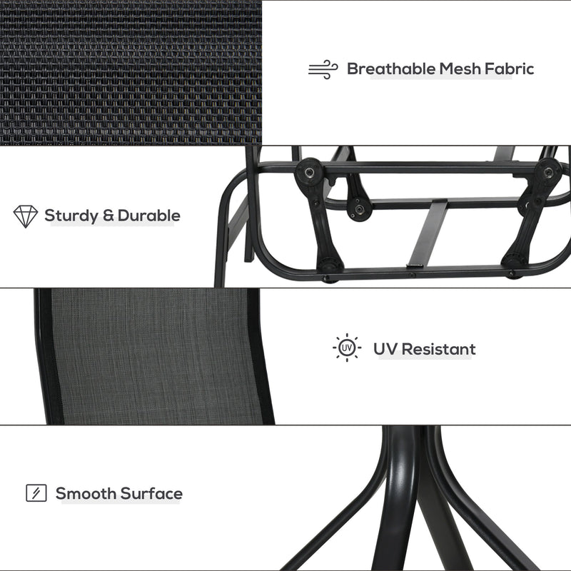 3-PC Outdoor Gliding Rocking Chair Set with Tea Table