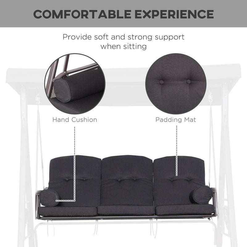 Black Outdoor Swing Chair With Canopy & Cup Trays Outsunny