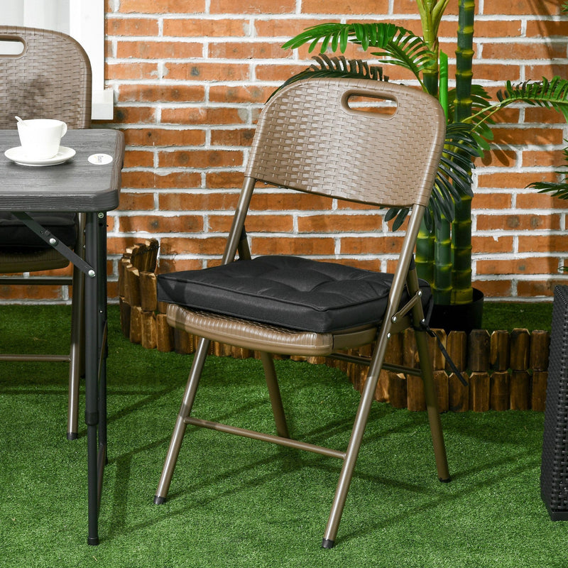 Garden Seat Cushion with Ties, Black 40x40cm