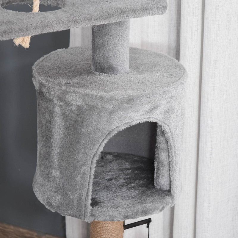 Grey Cat Tree, Climbing Centre, Jute Post, Hammock, 120cm