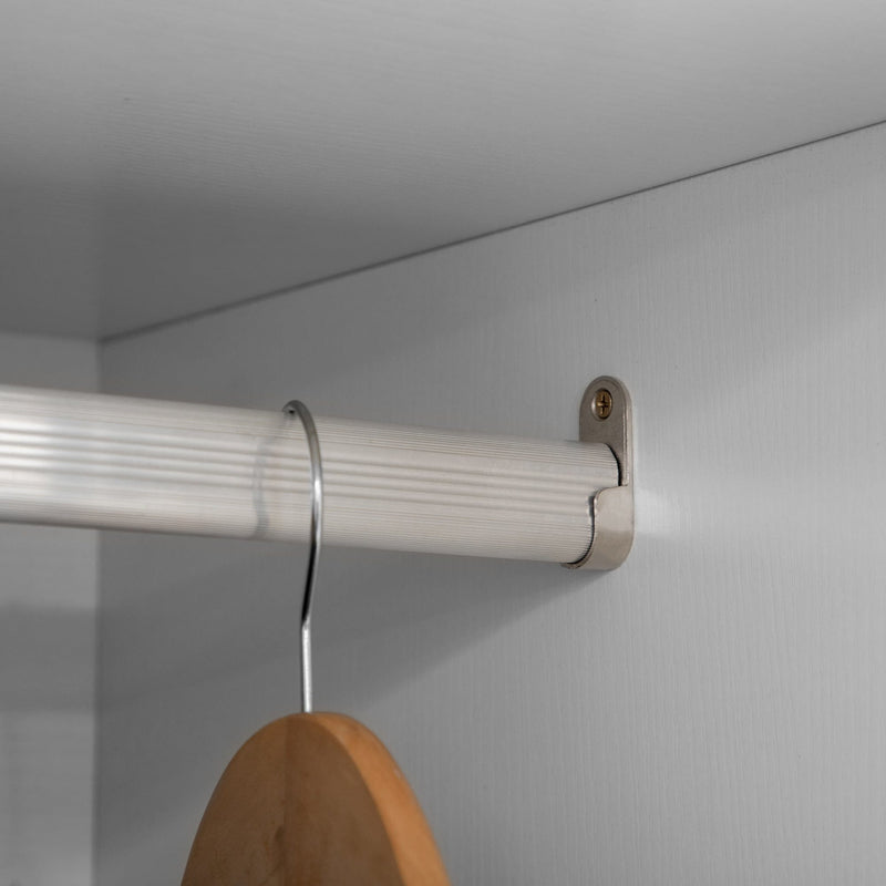 White 2-Door Wardrobe with Drawers & Hanging Rod