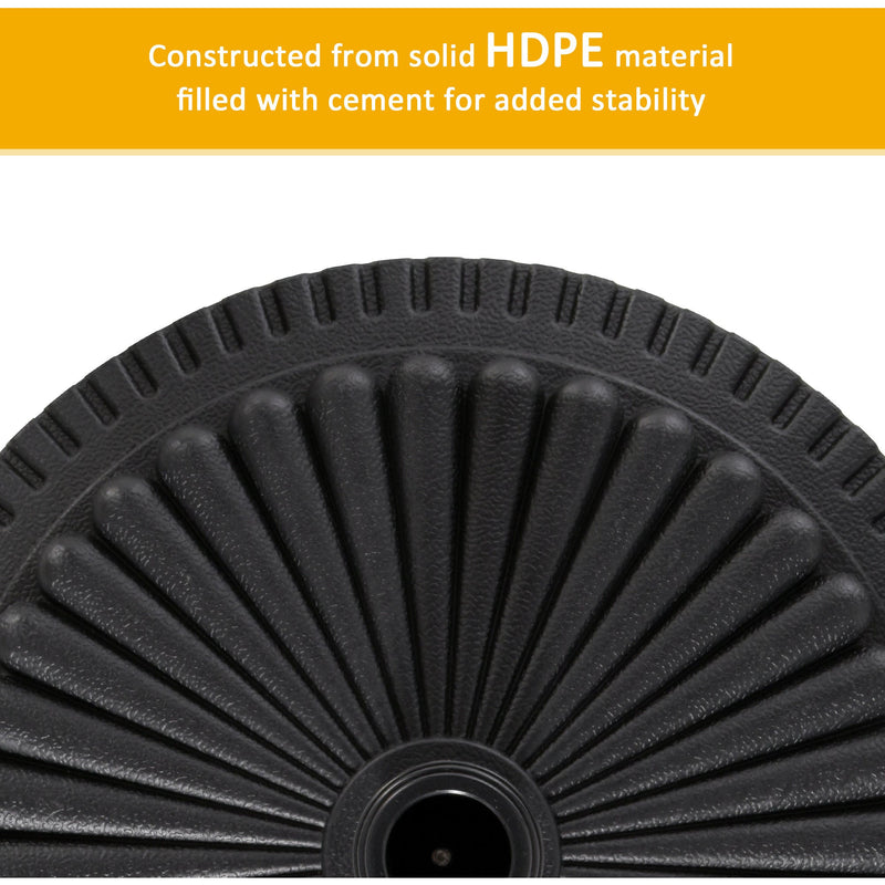 Outsunny Garden 15kg Round Parasol Base Cement Outdoor Umbrella Weight Stand Black Outsunny
