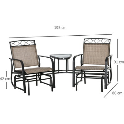 Double Patio Glider Chair, Brown Outsunny