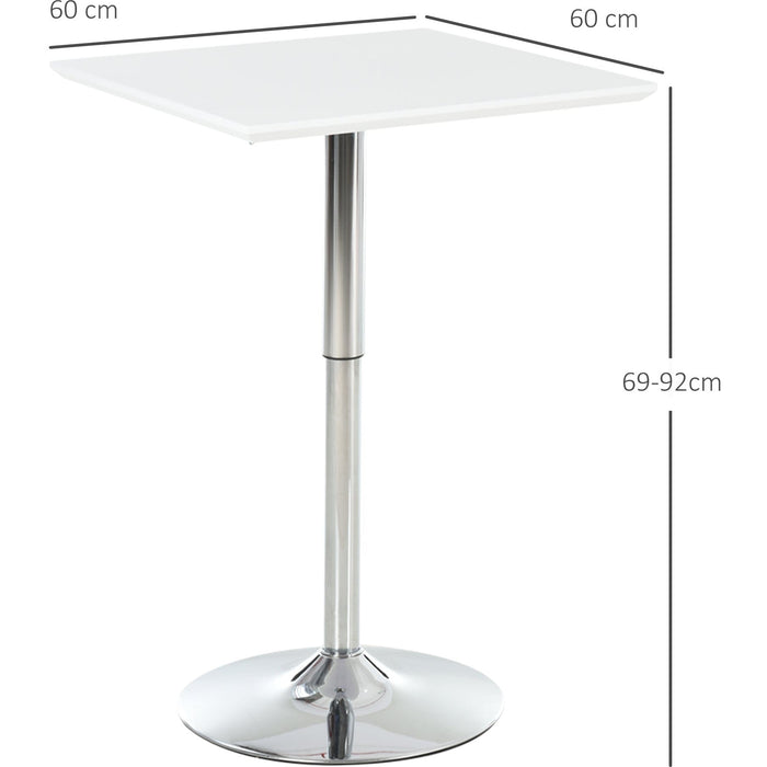 White Square Adjustable Bar Table