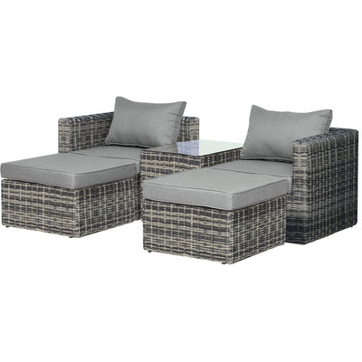 2 Seater Rattan Garden Furniture Set, Grey Outsunny