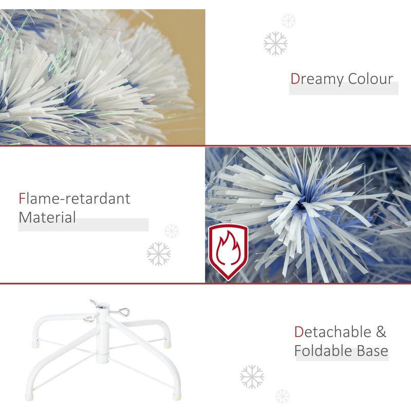 Artificial Fibre Optic Christmas Tree Seasonal Decoration w/ 20 LED Lights Pre-Lit Easy Store White Blue 5FT