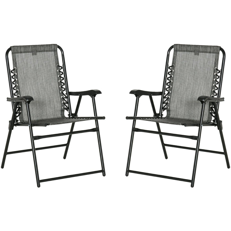 Set of 2 Folding Garden Chairs With Arms, Grey