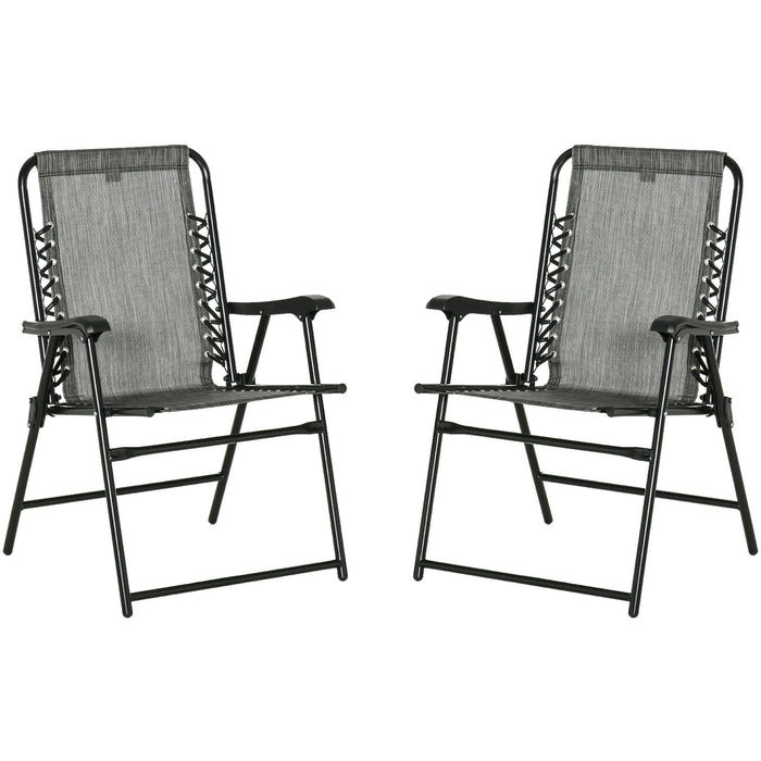 Set of 2 Folding Garden Chairs With Arms, Grey