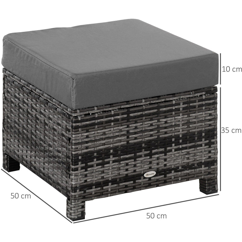 Patio Furniture Footstool With Cushion for Outdoor, 50cm