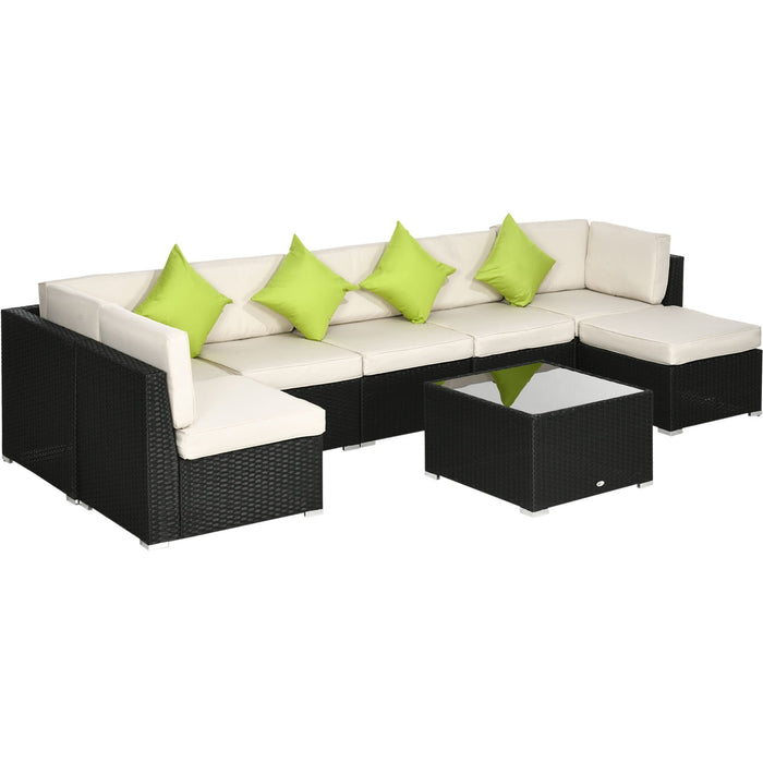 Black Rattan Corner Sofa With Coffee Table