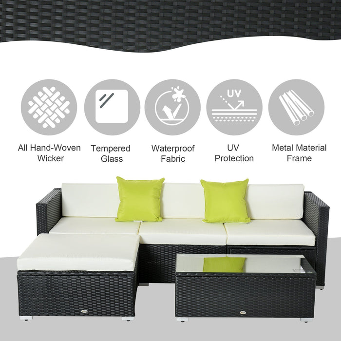 4 Seater Outdoor Rattan Sofa Set with Coffee Table, Cushions