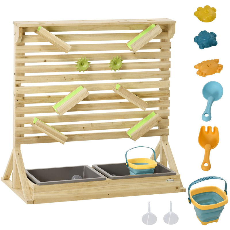 Outsunny Outdoor Kids Running Water and Sand Playset, with 18 Accessories Outsunny