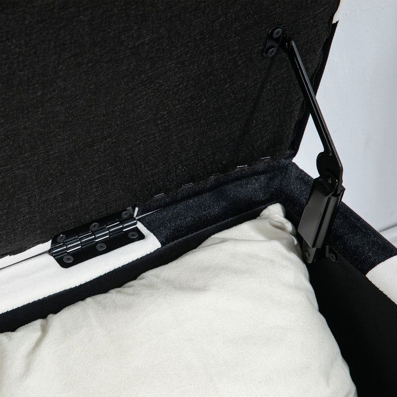 White/Black Velvet Ottoman, 114x47x47cm