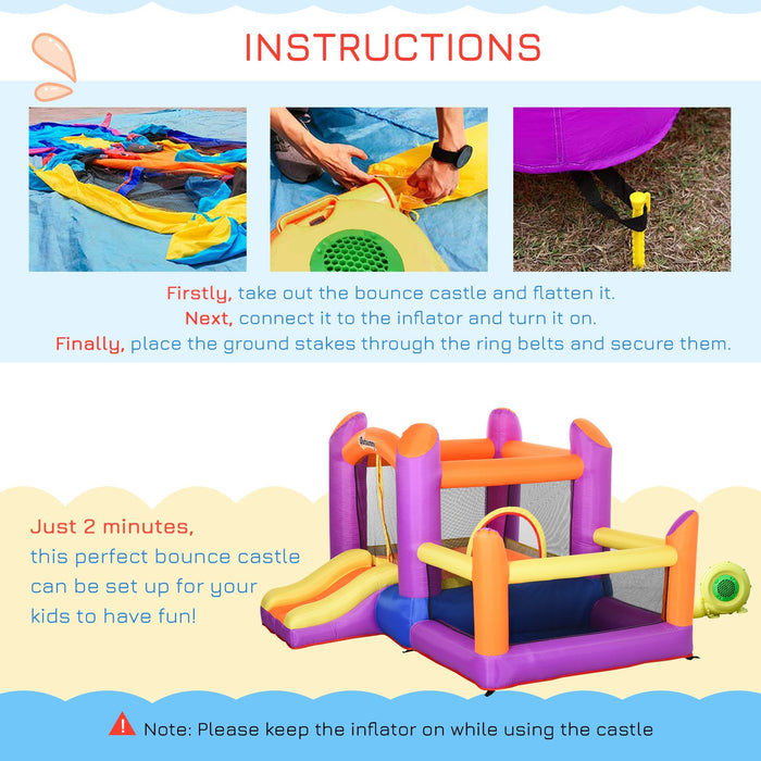 Kids Bouncy Castle With Pool and Slide, Age 3-12 Years