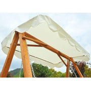 3 Seater Wooden Garden Swing, Cream White Outsunny