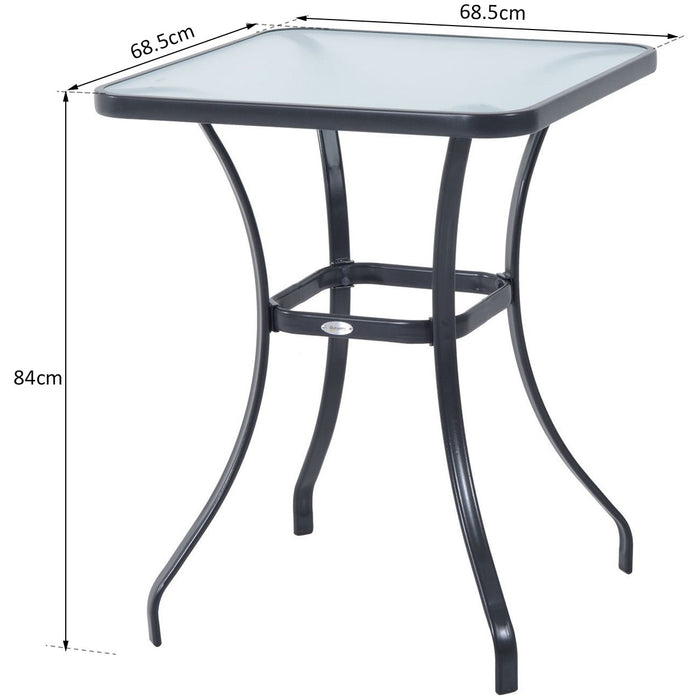 Square Bistro Table, Tempered Glass