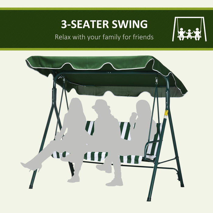 Steel Frame 3 Seater Garden Swing Chair With Canopy