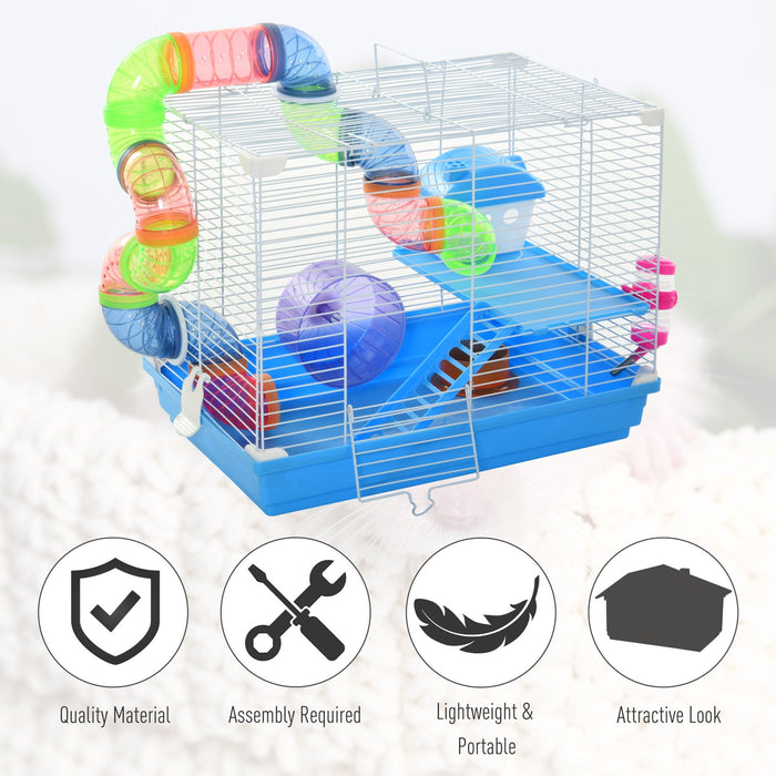 2 Tier Hamster Cage With Wheel And Tunnel