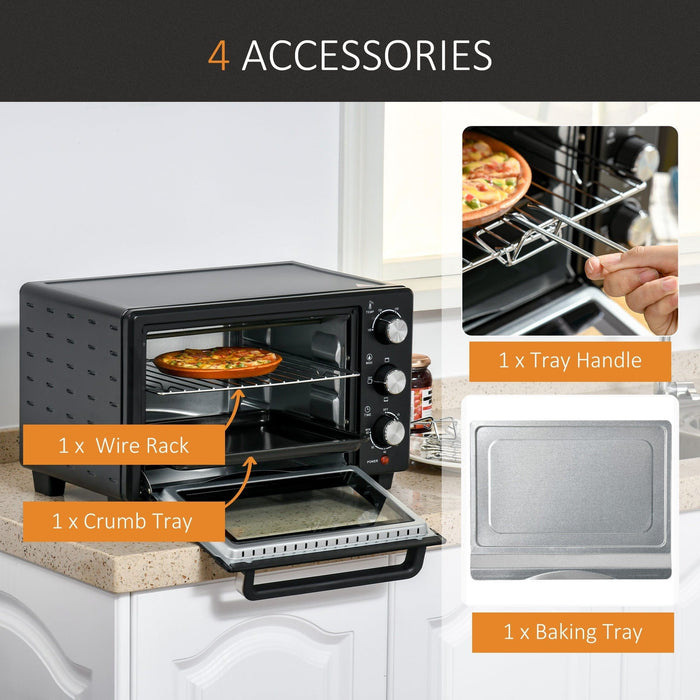 21L Mini Countertop Oven - Grill, Timer, 1400W