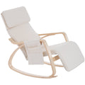 Cream White Rocking Lounge Chair With Footrest Homcom