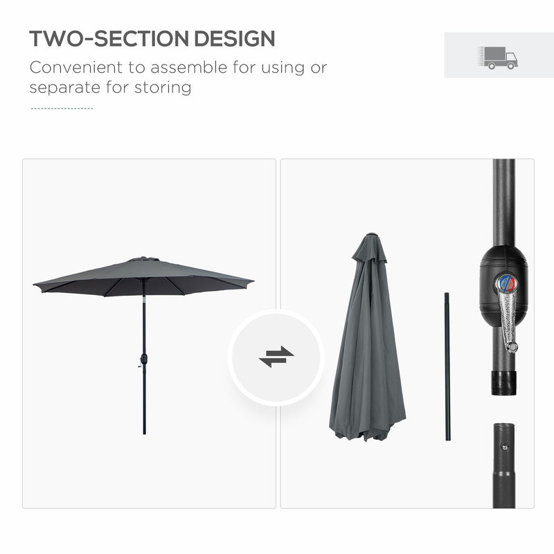 3m Tilting Garden Parasol with Crank Handle Outsunny