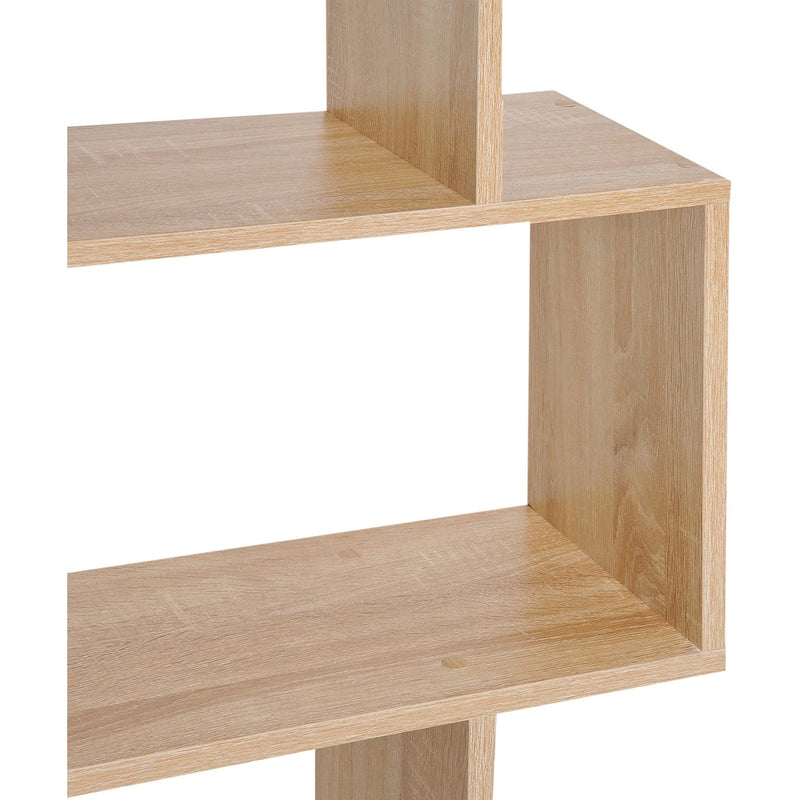 Wooden S Shape Storage Display, 6 Shelves, Room Divider