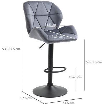 Set of 2 Grey Bar Stools With Backs Homcom