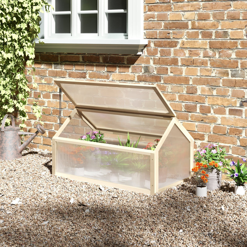 Small Wooden Cold Frame Greenhouse, Polycarbonate Panels