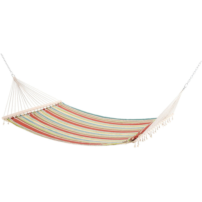 Double Cotton Hammock, Swing Bed, Pillow, 188x140 cm, Green