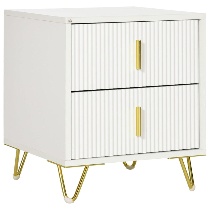 HOMCOM Bedside Table with 2 Drawers, White