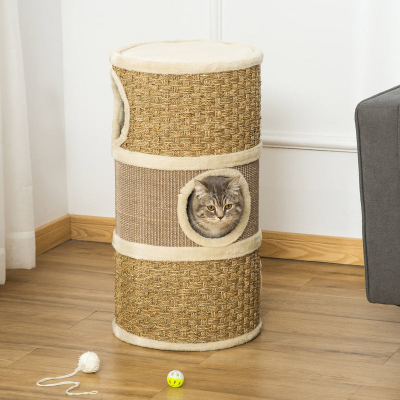 Cat Scratch Barrel, Sisal & Seaweed Rope, Climbing Tower